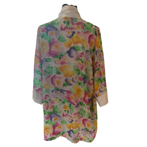 Victorias Secret Vintage Womens Robe One Size Multicolor Floral Print Satin Trim - Picture 3 of 9